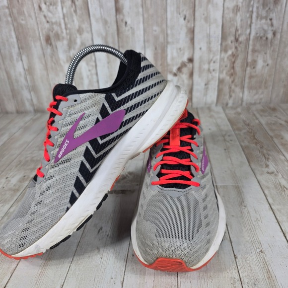 Brooks Launch Running Shoes Women's Size 8.5 Gray Purple Neon Orange‎ - Picture 4 of 7